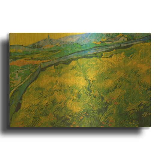 'Seed Field At Sunrise' By Vincent Van Gogh Gold Metal Wall Art