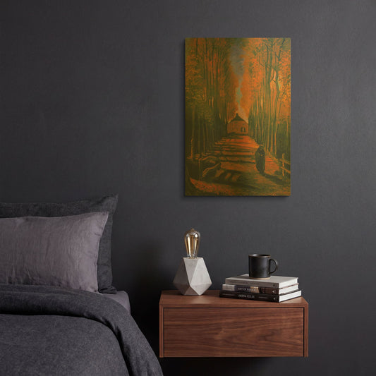 'Poplars In Autumn' By Vincent Van Gogh Gold Metal Wall Art