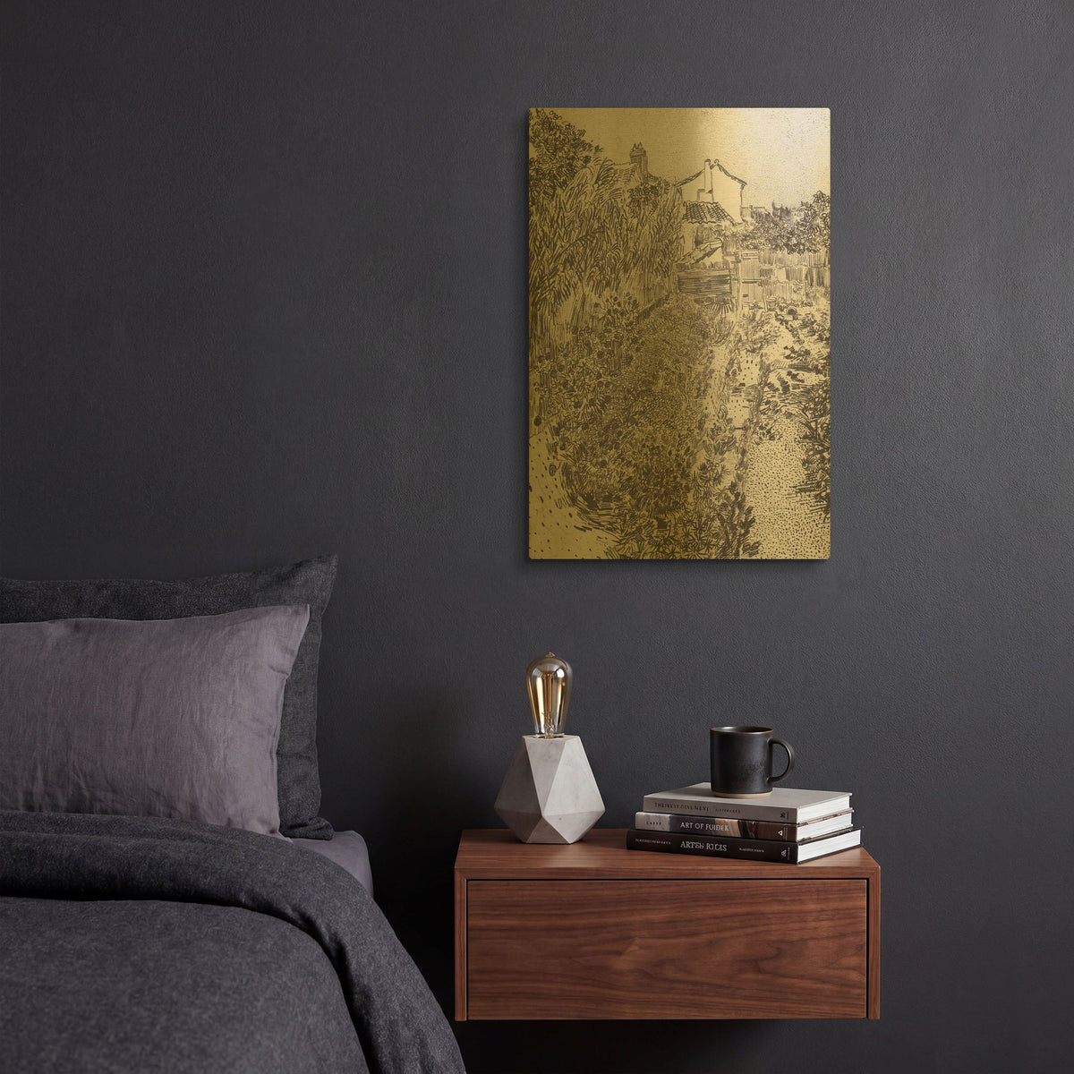 'Garden With Flowers' By Vincent Van Gogh Gold Metal Wall Art