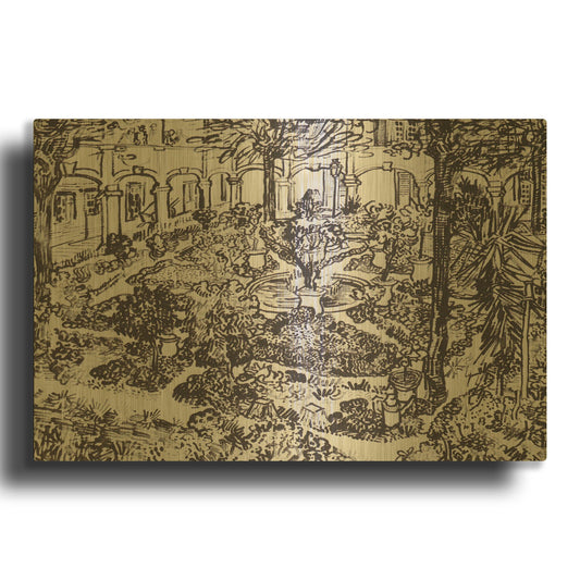 'Garden Of The Hospital In Arles' By Vincent Van Gogh Gold Metal Wall Art
