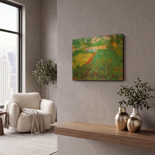 'Field With Poppies 2' By Vincent Van Gogh Gold Metal Wall Art