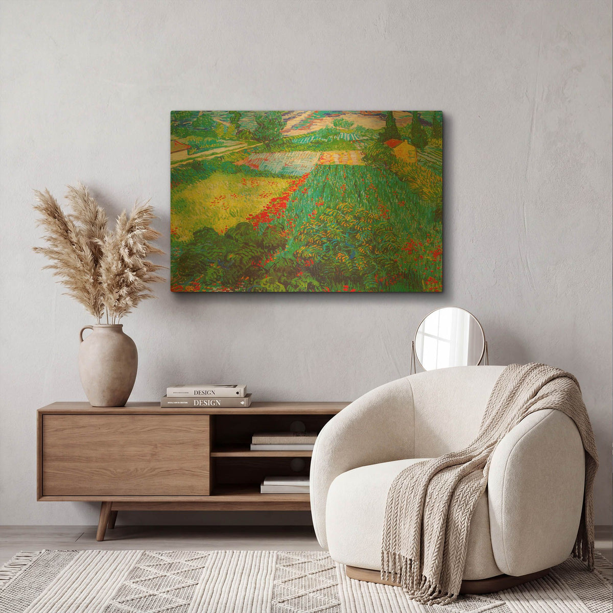 'Field With Poppies 2' By Vincent Van Gogh Gold Metal Wall Art