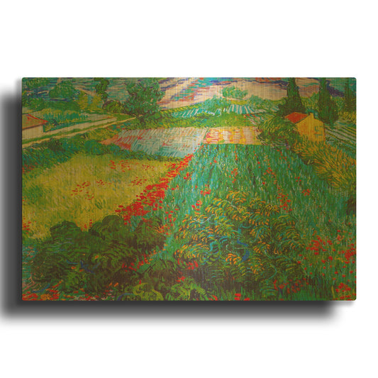 'Field With Poppies 2' By Vincent Van Gogh Gold Metal Wall Art