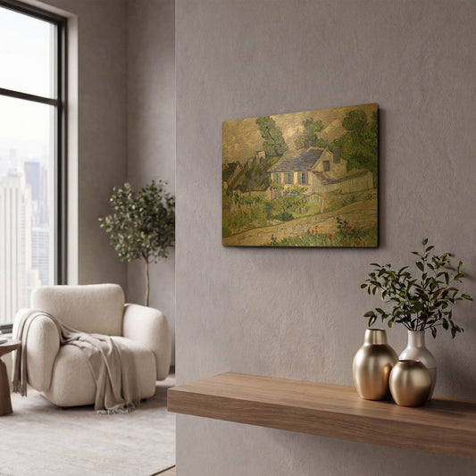 'Houses At Auvers 2' By Vincent Van Gogh Gold Metal Wall Art