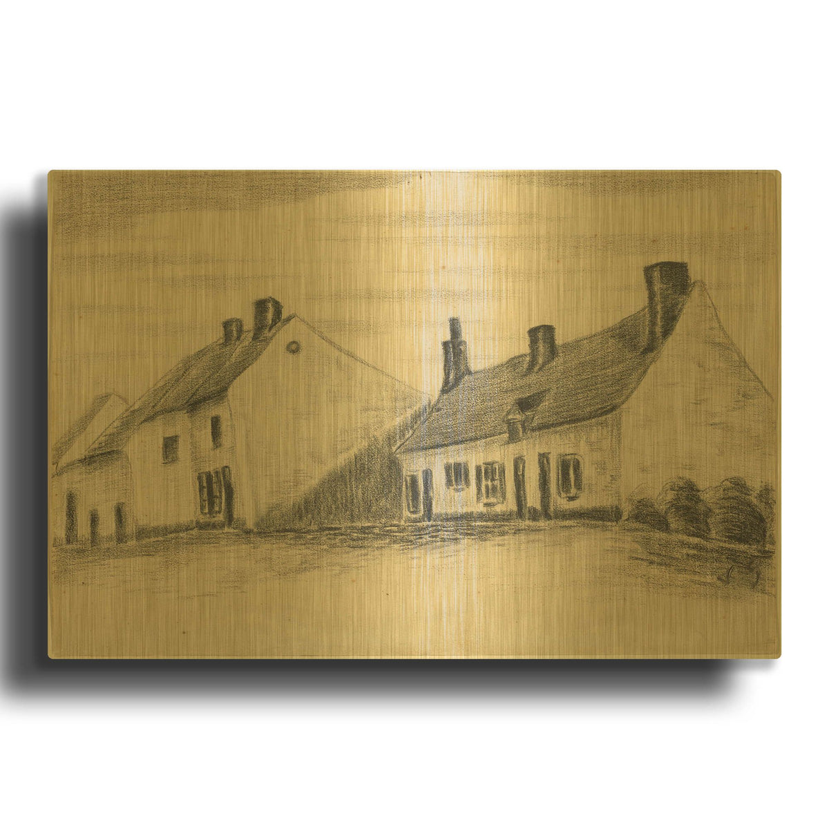 'The Zandmennik House' By Vincent Van Gogh Gold Metal Wall Art