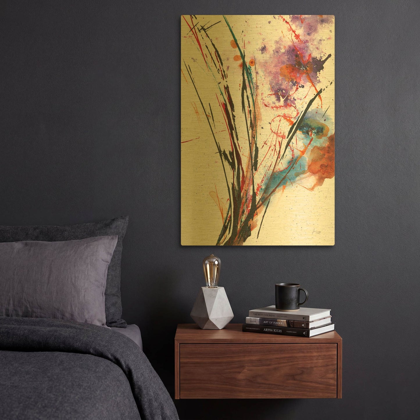 'Floral Explosion IV On White' By Jan Griggs Gold Metal Wall Art