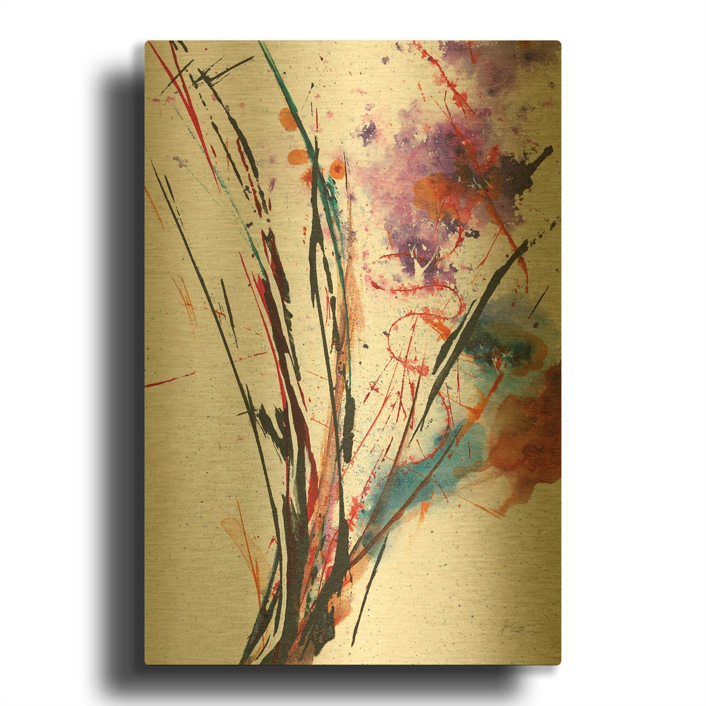 'Floral Explosion IV On White' By Jan Griggs Gold Metal Wall Art