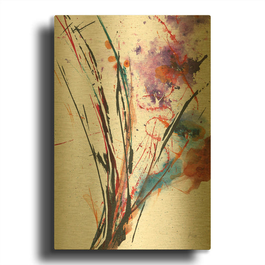 'Floral Explosion IV On White' By Jan Griggs Gold Metal Wall Art
