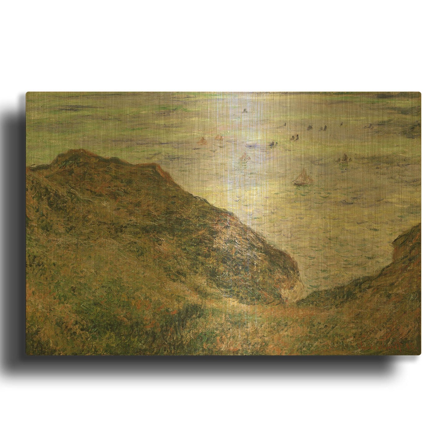 'View Over The Sea' By Claude Monet Gold Metal Wall Art
