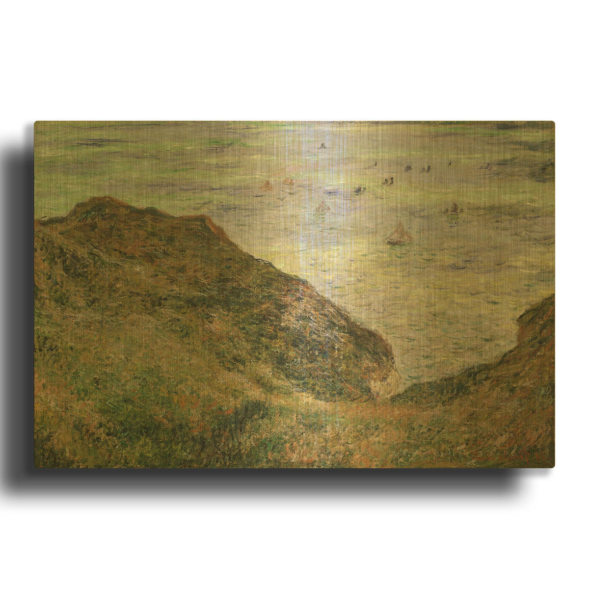 'View Over The Sea' By Claude Monet Gold Metal Wall Art