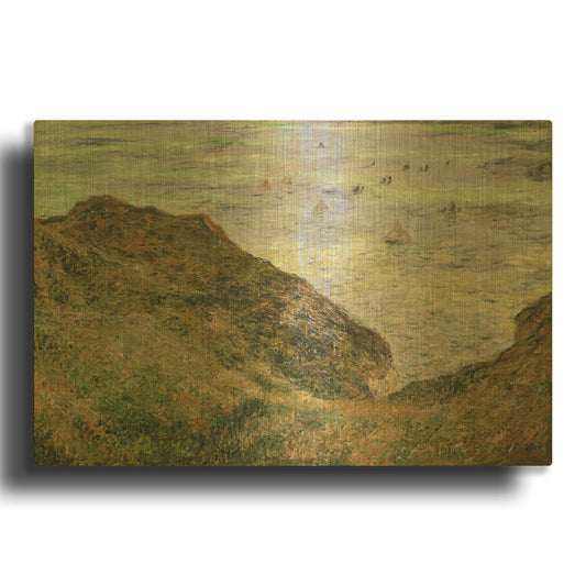'View Over The Sea' By Claude Monet Gold Metal Wall Art