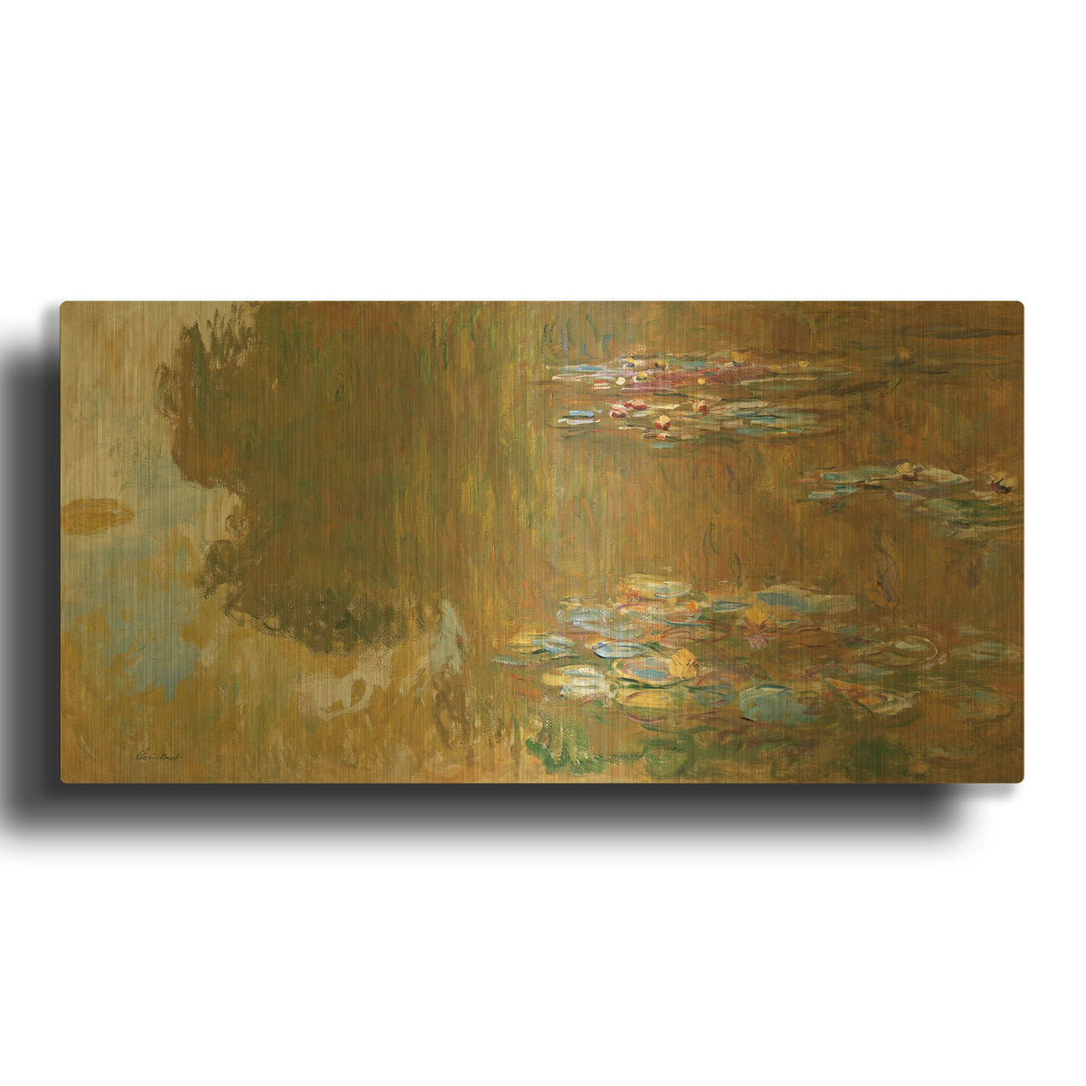 'The Water Lily Pond' By Claude Monet Gold Metal Wall Art