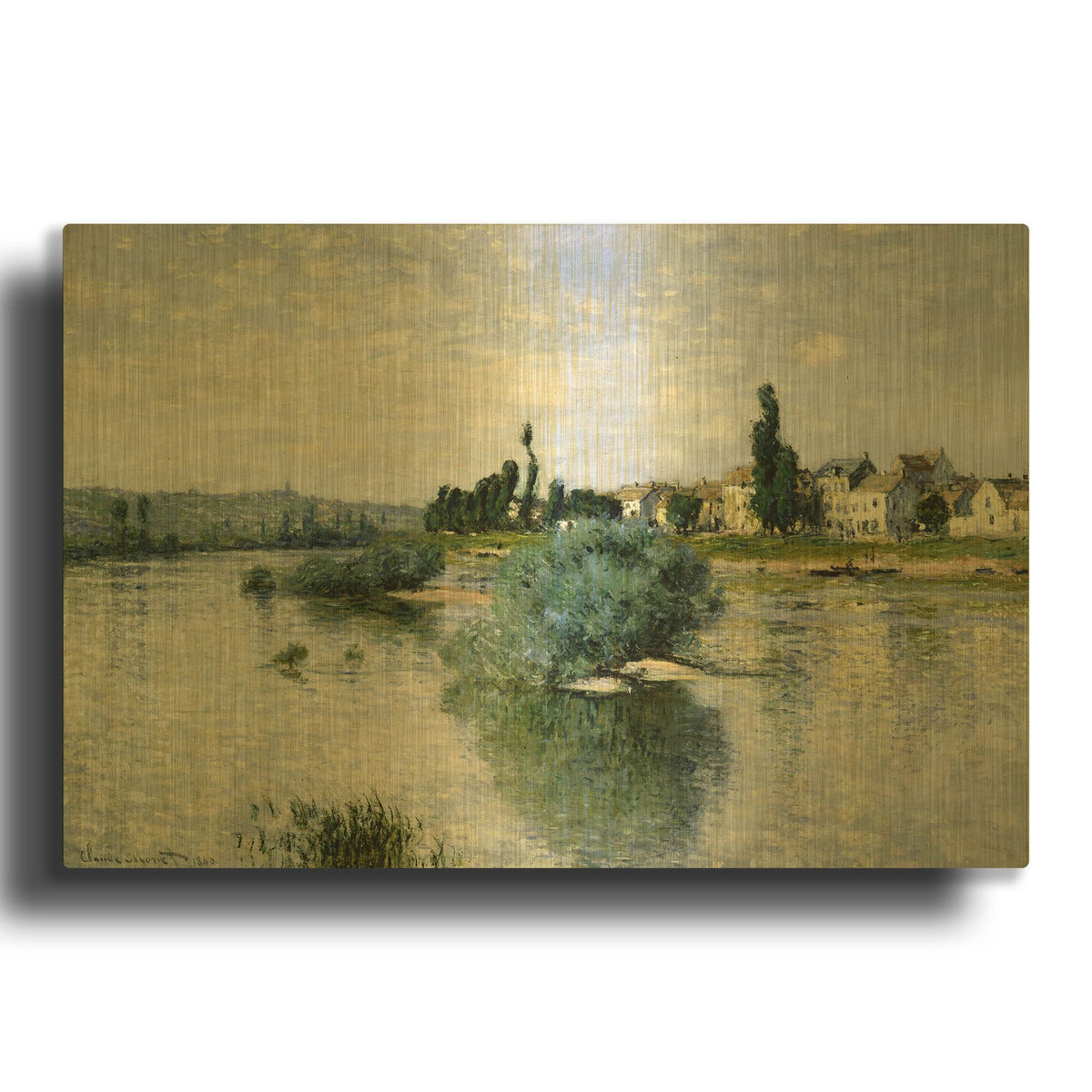 'The Seine At Lavacourt' By Claude Monet Gold Metal Wall Art