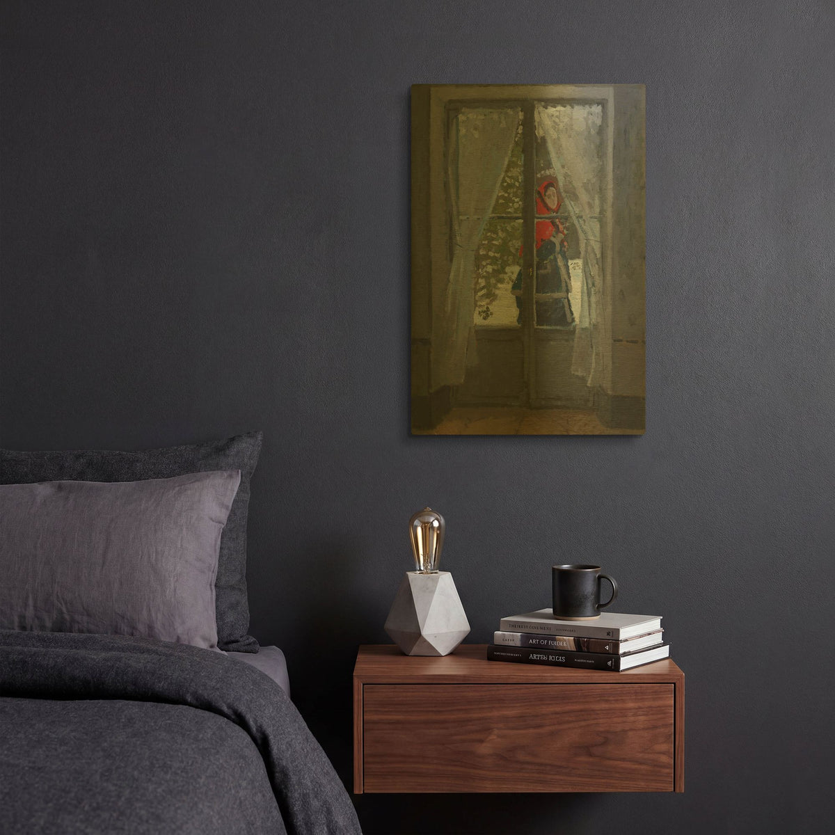 'The Red Kerchief' By Claude Monet Gold Metal Wall Art