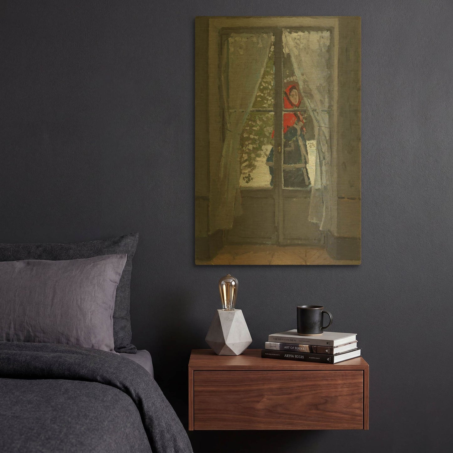 'The Red Kerchief' By Claude Monet Gold Metal Wall Art