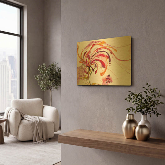 'Moving and Shaking Bright on White' By Jan Griggs Gold Metal Wall Art