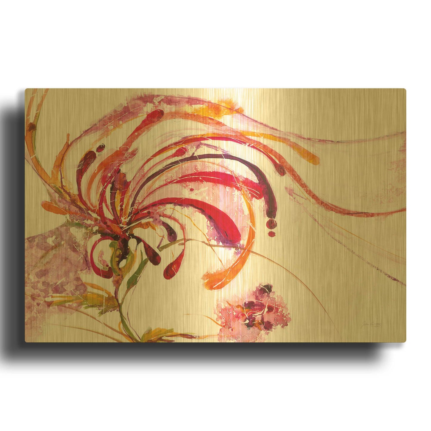 'Moving and Shaking Bright on White' By Jan Griggs Gold Metal Wall Art