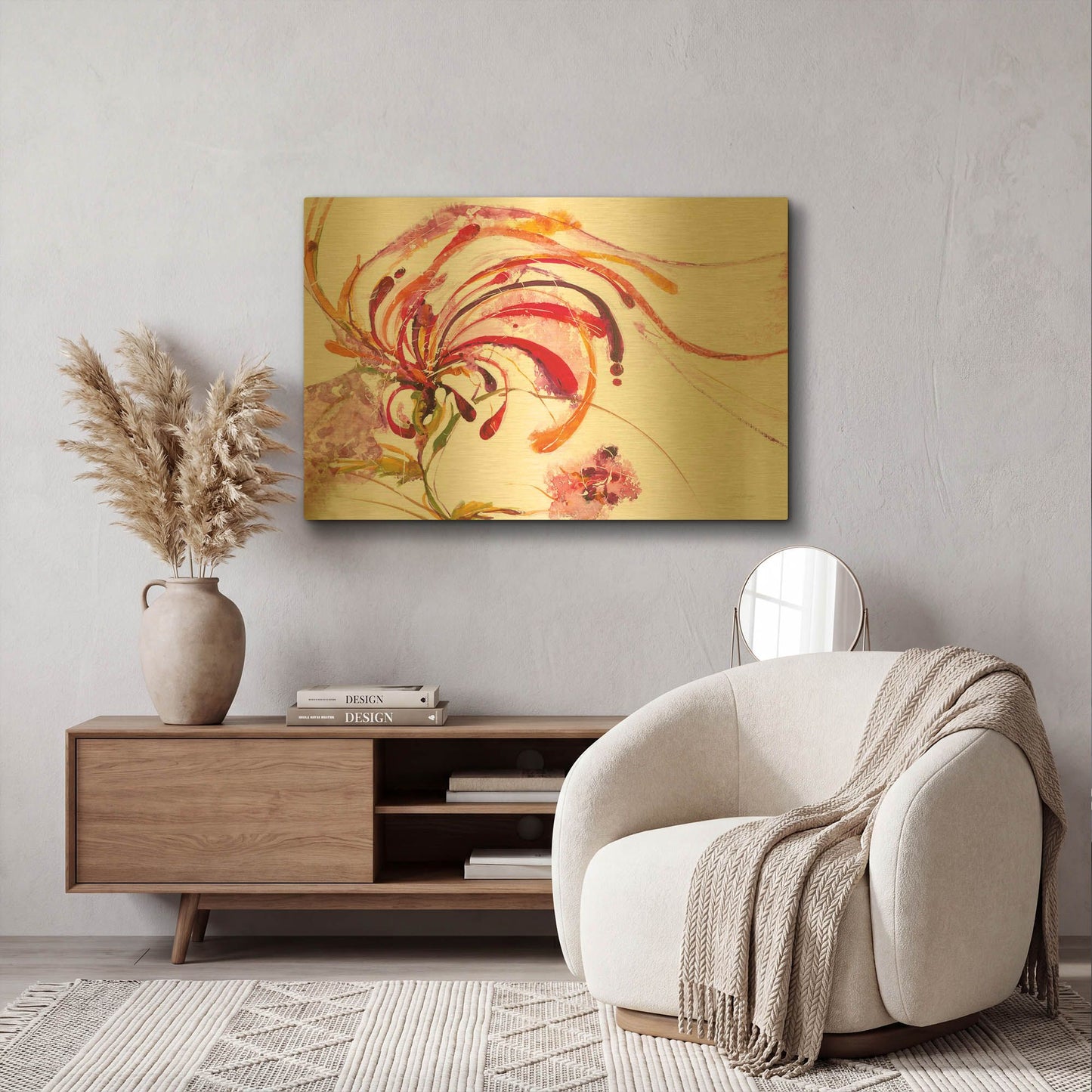 'Moving and Shaking Bright on White' By Jan Griggs Gold Metal Wall Art