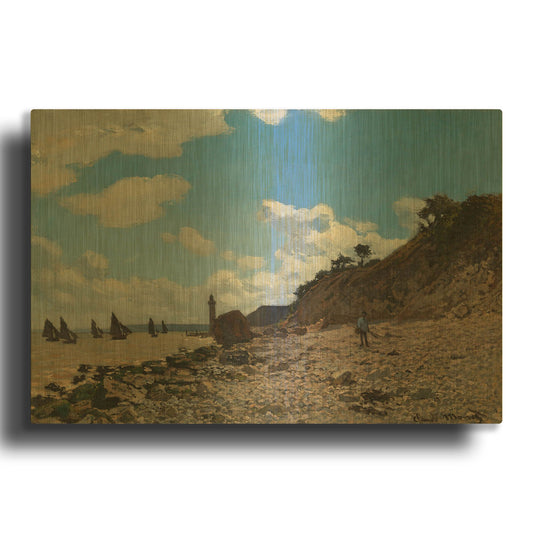 'The Beach At Honfleur' By Claude Monet Gold Metal Wall Art