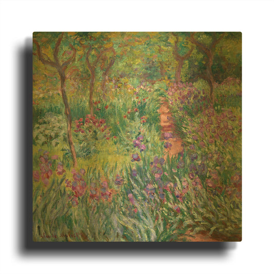 'The Artist’s Garden In Giverny' By Claude Monet Gold Metal Wall Art