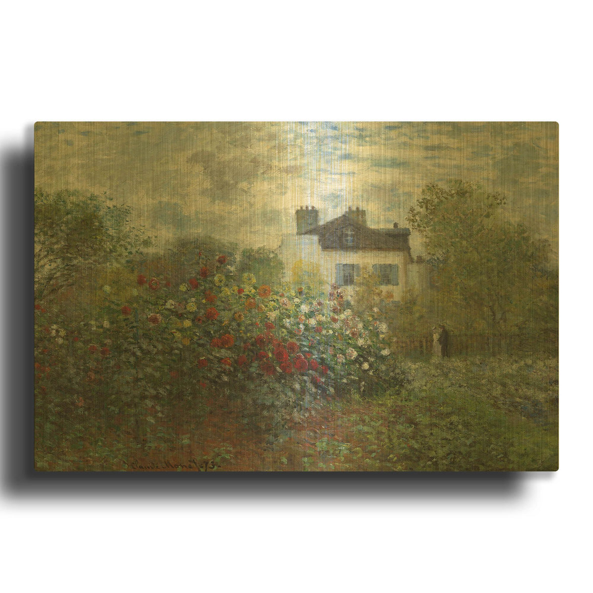 'The Artist’s Garden In Argenteuil' By Claude Monet Gold Metal Wall Art