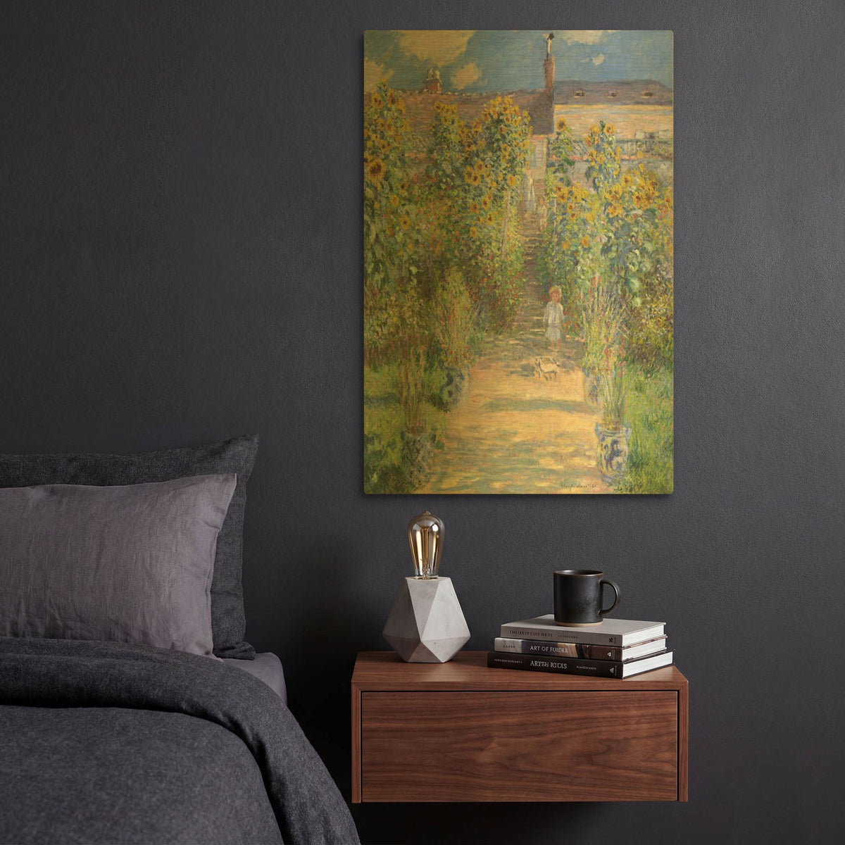 'The Artist’s Garden At Vétheuil' By Claude Monet Gold Metal Wall Art