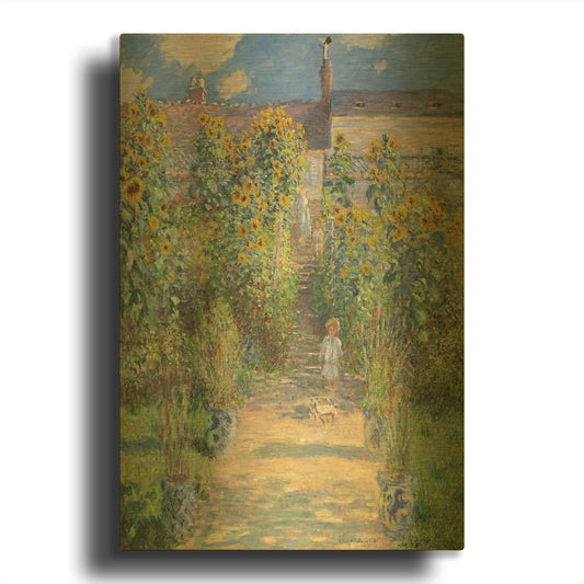 'The Artist’s Garden At Vétheuil' By Claude Monet Gold Metal Wall Art