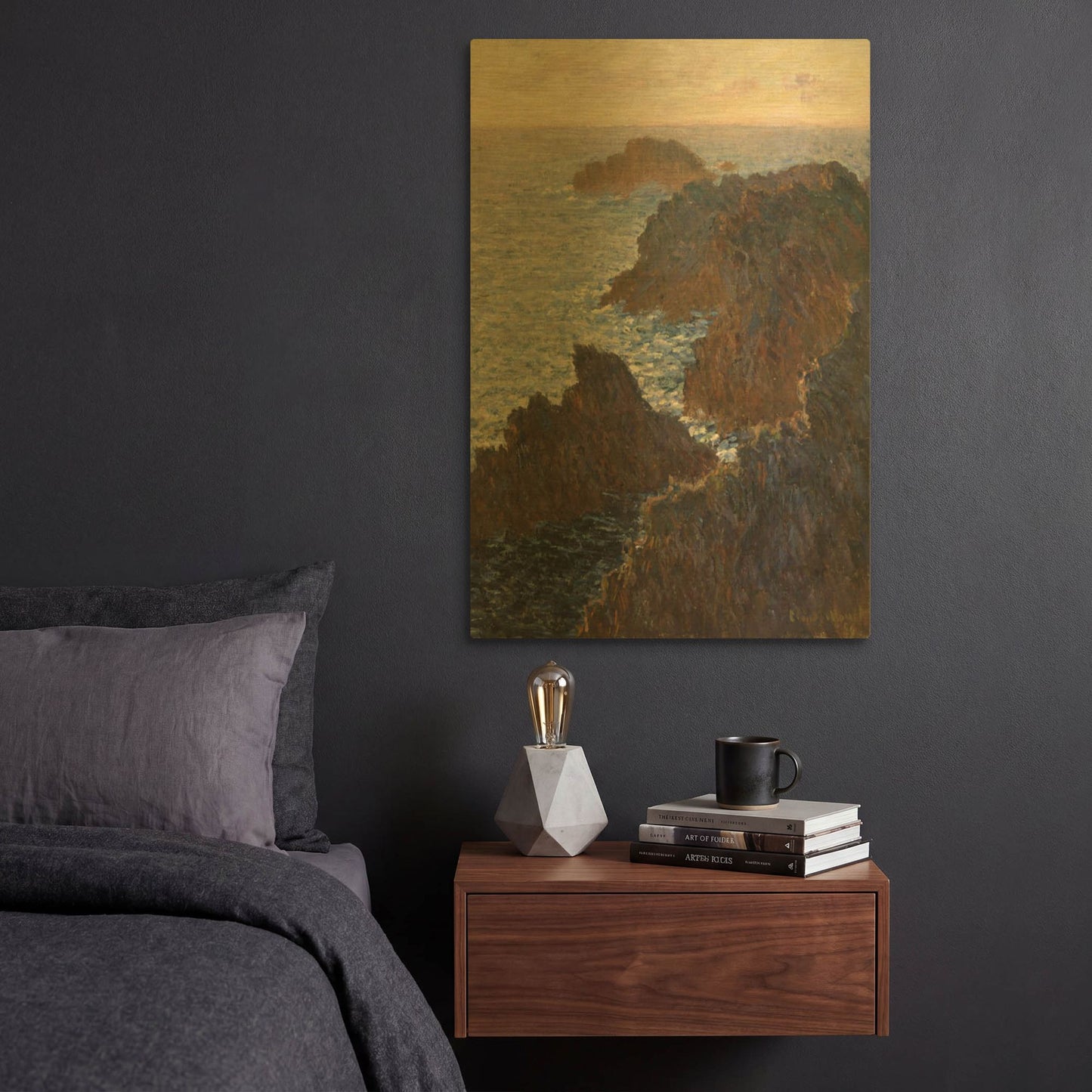 'Rocks At Belle Isle, Port Domois' By Claude Monet Gold Metal Wall Art