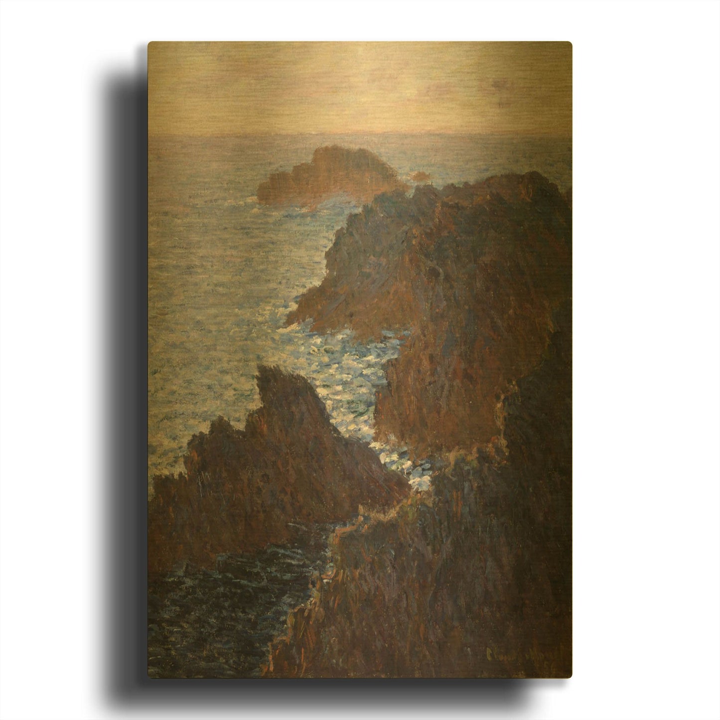 'Rocks At Belle Isle, Port Domois' By Claude Monet Gold Metal Wall Art