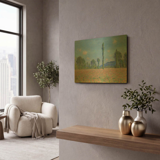'Poppy Field (Giverny)' By Claude Monet Gold Metal Wall Art