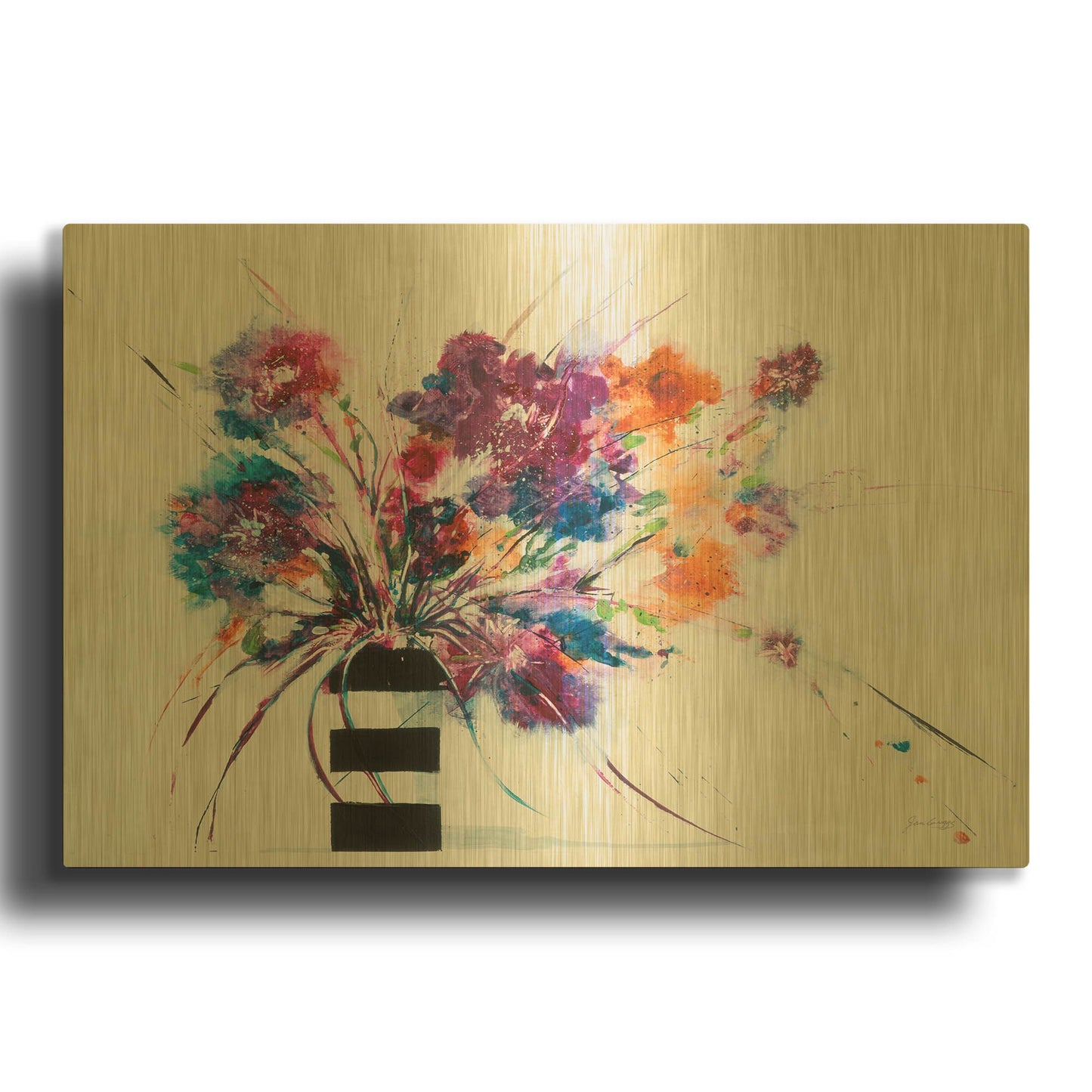 'Stripes' By Jan Griggs Gold Metal Wall Art