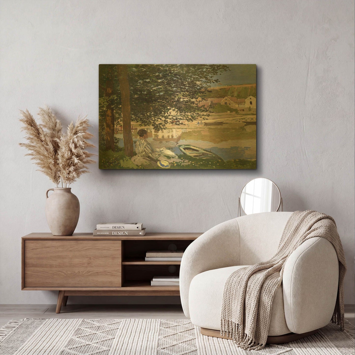 'On The Bank Of The Seine, Bennecourt' By Claude Monet Gold Metal Wall Art