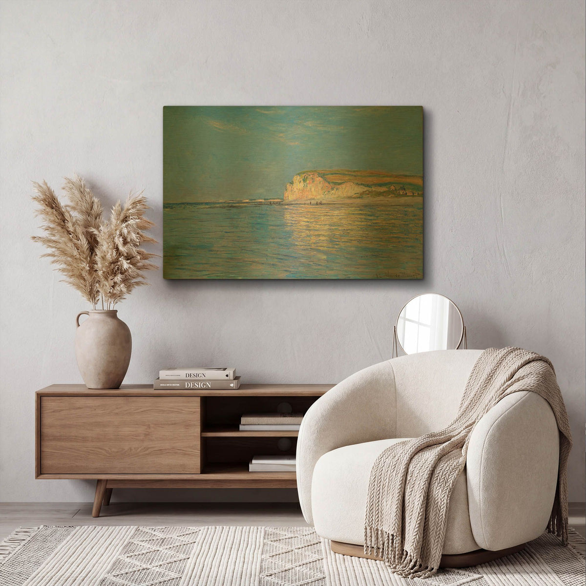 'Low Tide At Pourville, Near Dieppe' By Claude Monet Gold Metal Wall Art