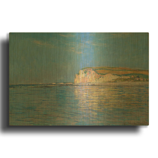 'Low Tide At Pourville, Near Dieppe' By Claude Monet Gold Metal Wall Art