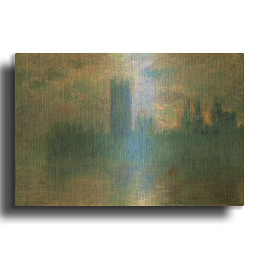 'Houses Of Parliament, London' By Claude Monet Gold Metal Wall Art