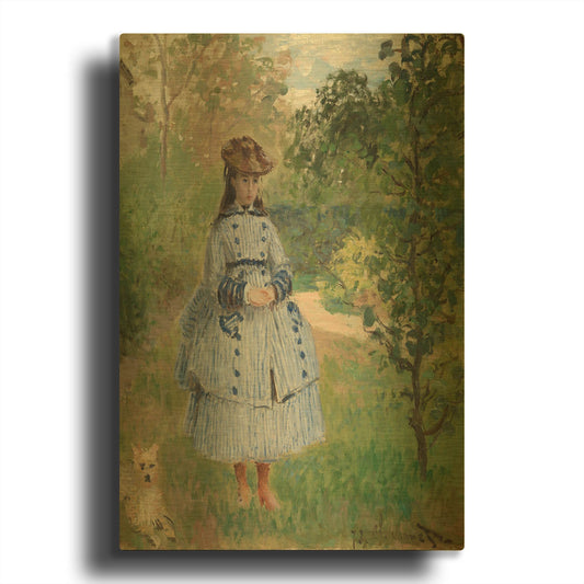 'Girl With Dog' By Claude Monet Gold Metal Wall Art