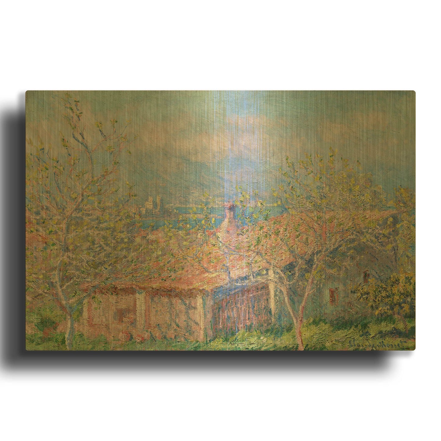 'Gardener’s House At Antibes' By Claude Monet Gold Metal Wall Art