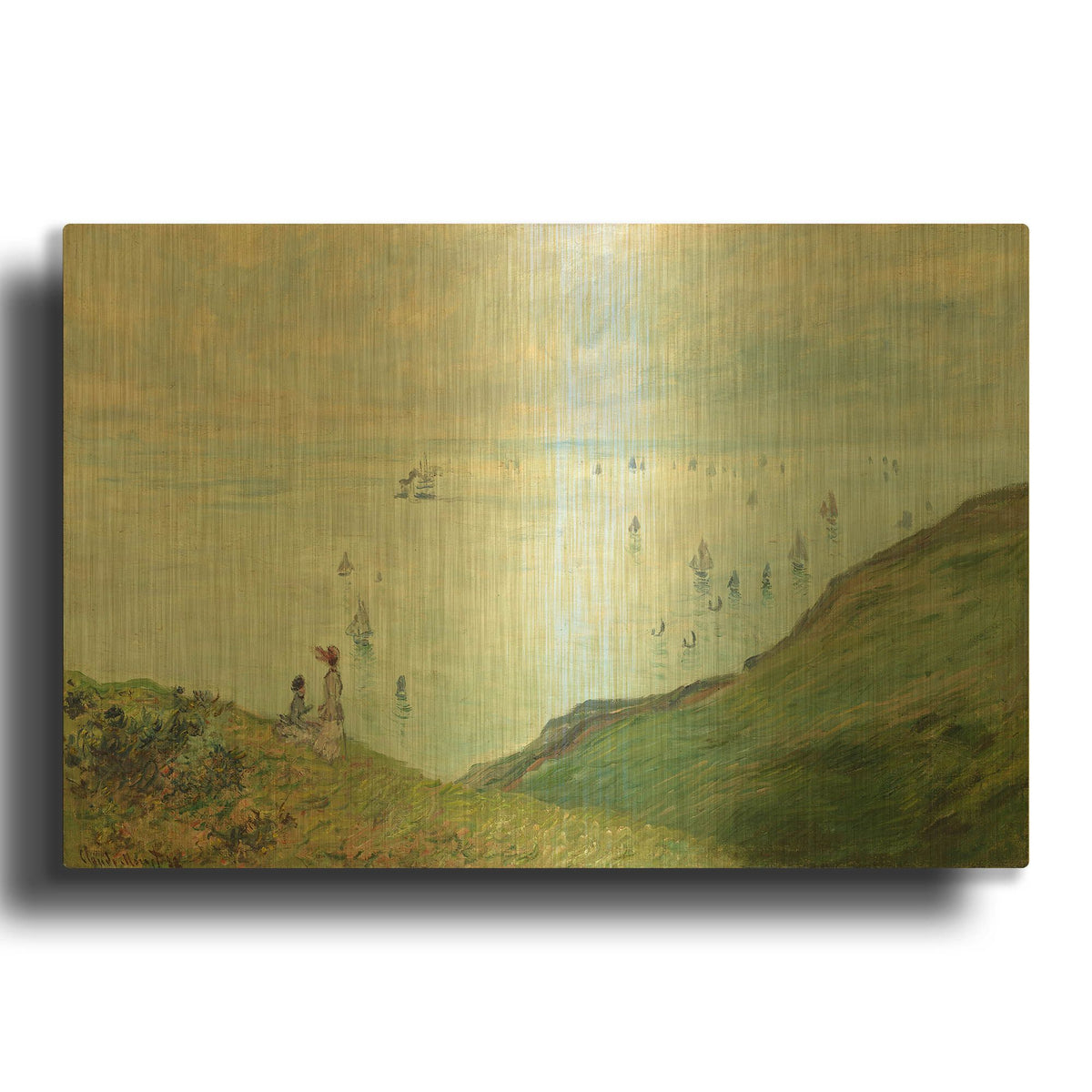'Cliffs At Pourville' By Claude Monet Gold Metal Wall Art