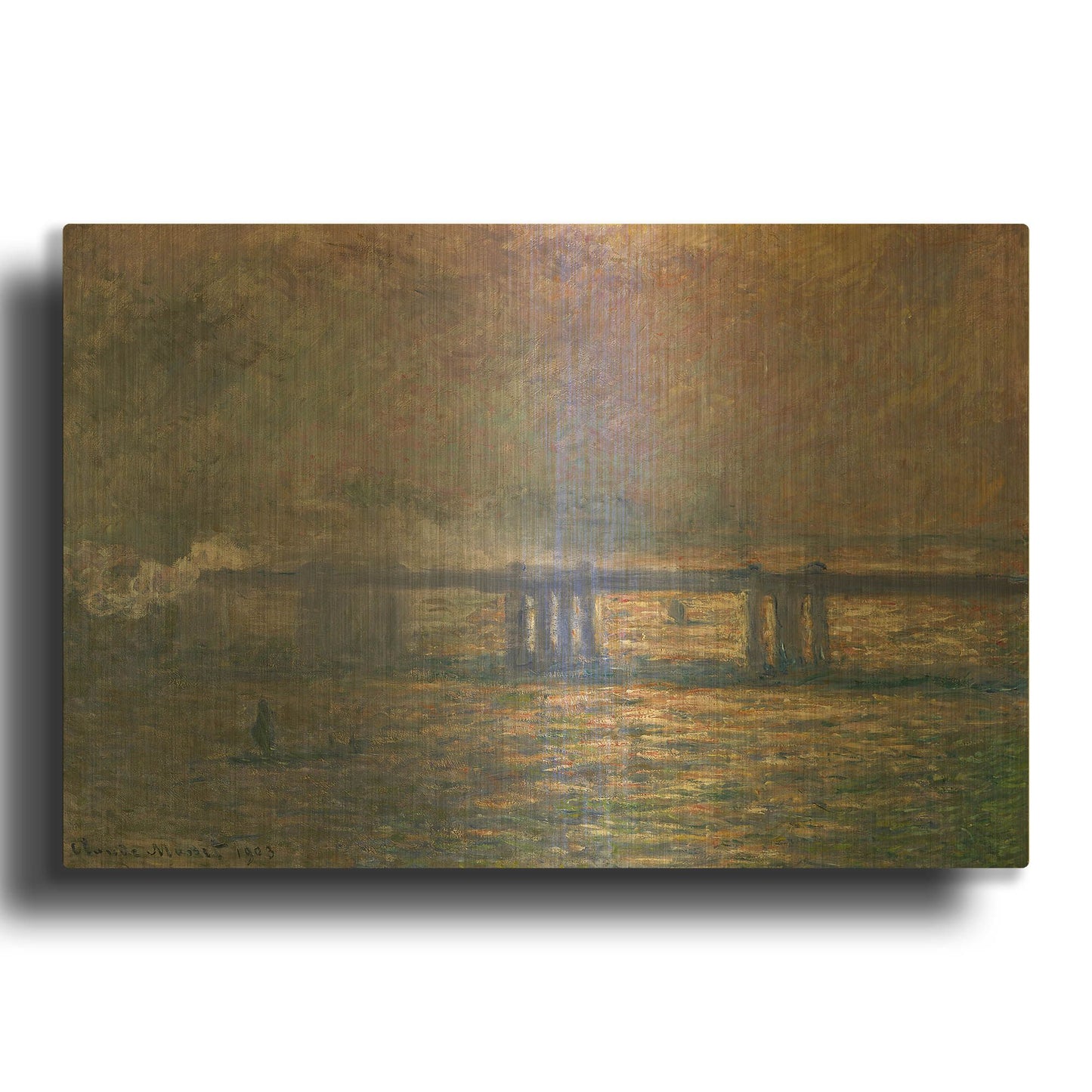 'Charing Cross Bridge' By Claude Monet Gold Metal Wall Art