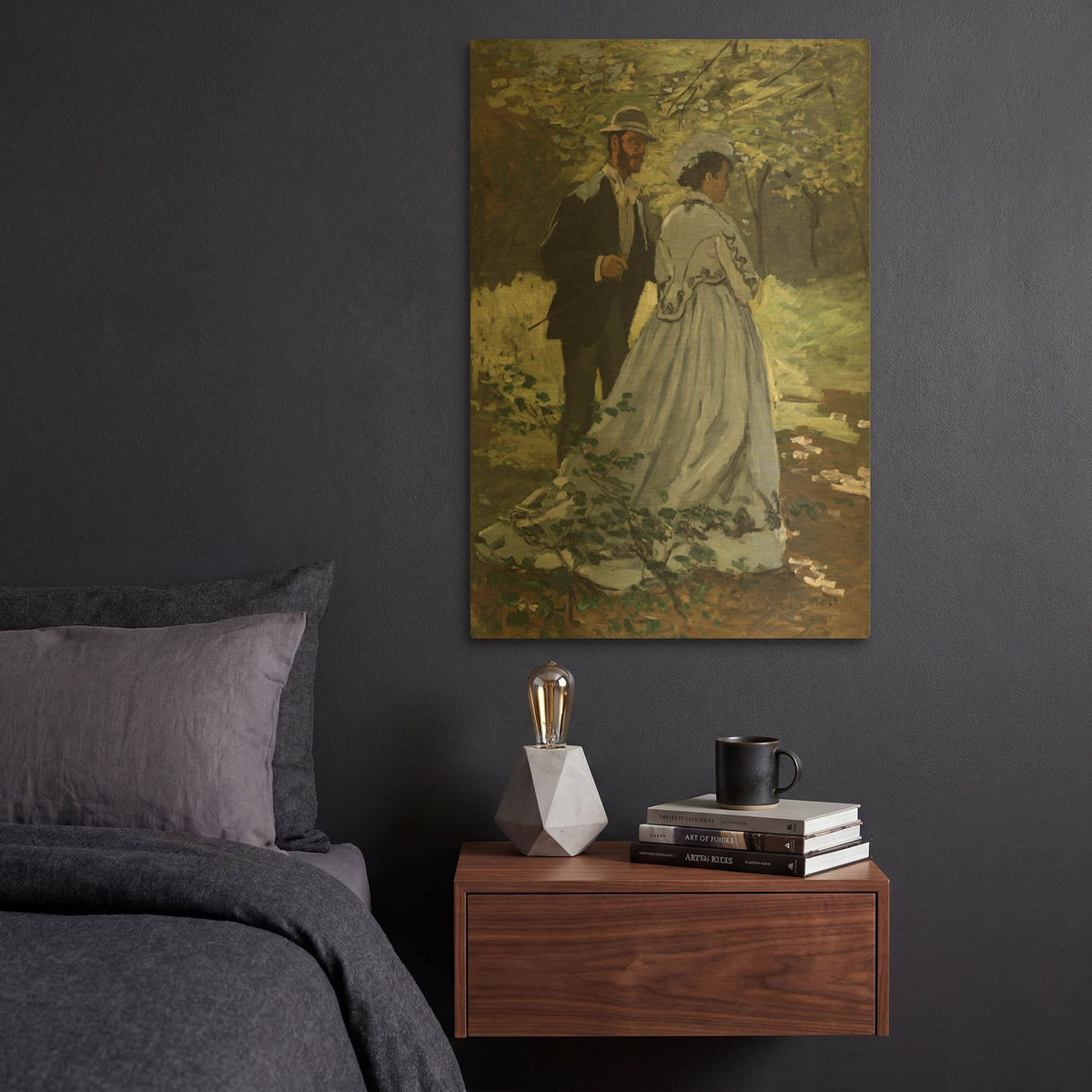 'Bazile And Camille' By Claude Monet Gold Metal Wall Art