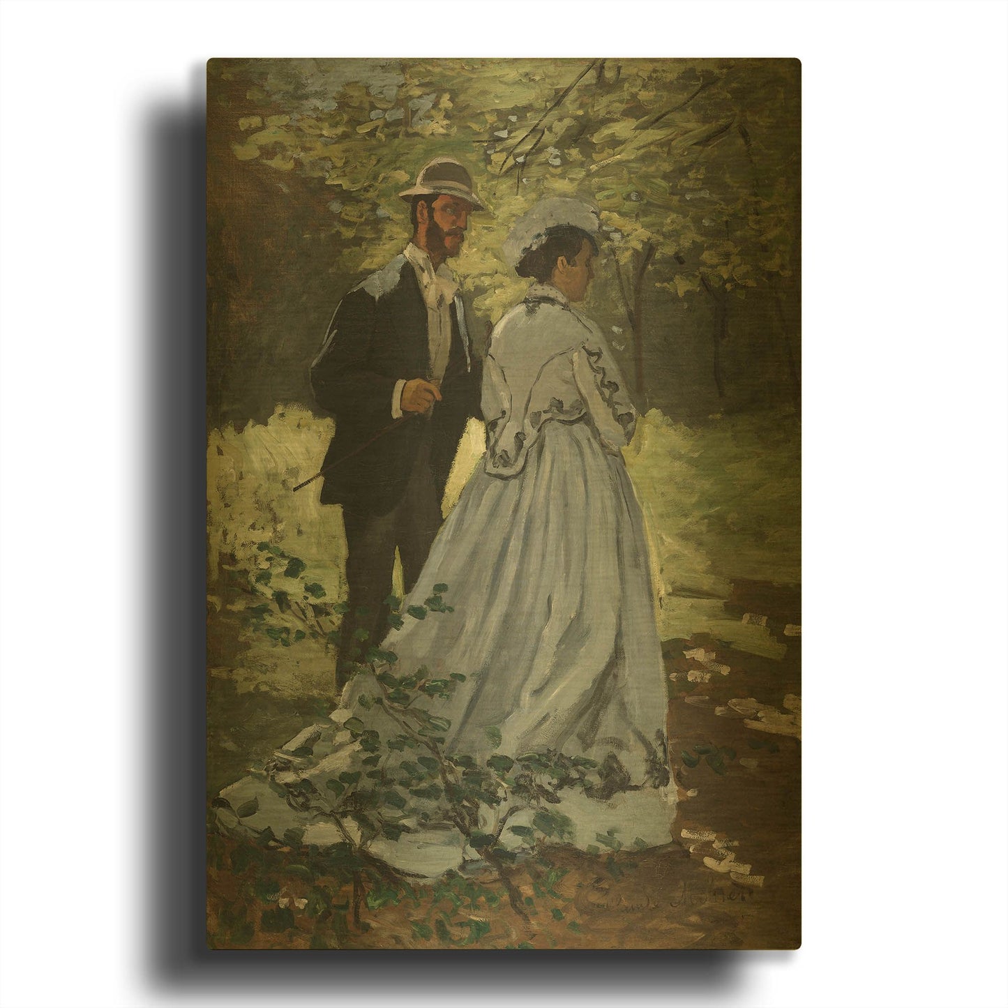 'Bazile And Camille' By Claude Monet Gold Metal Wall Art