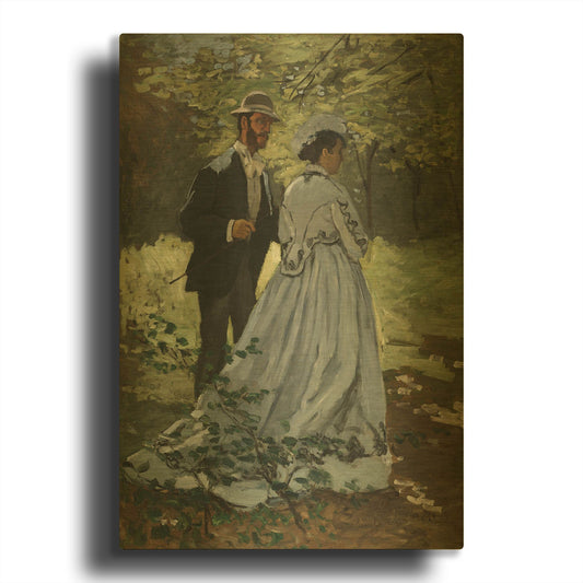 'Bazile And Camille' By Claude Monet Gold Metal Wall Art