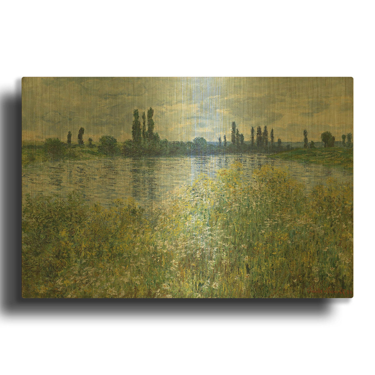 'Banks Od The Seine, Vetheuil' By Claude Monet Gold Metal Wall Art