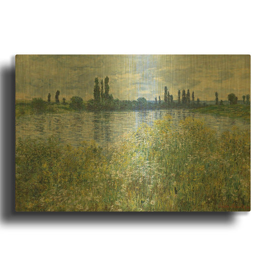 'Banks Od The Seine, Vetheuil' By Claude Monet Gold Metal Wall Art