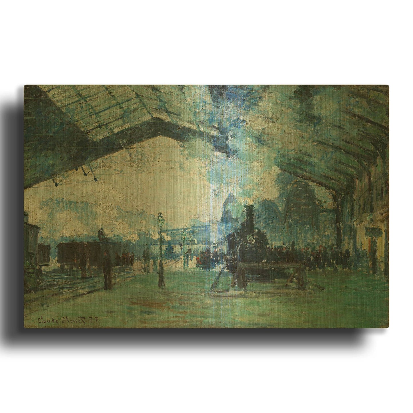 'Ariival Of The Normandy Train' By Claude Monet Gold Metal Wall Art