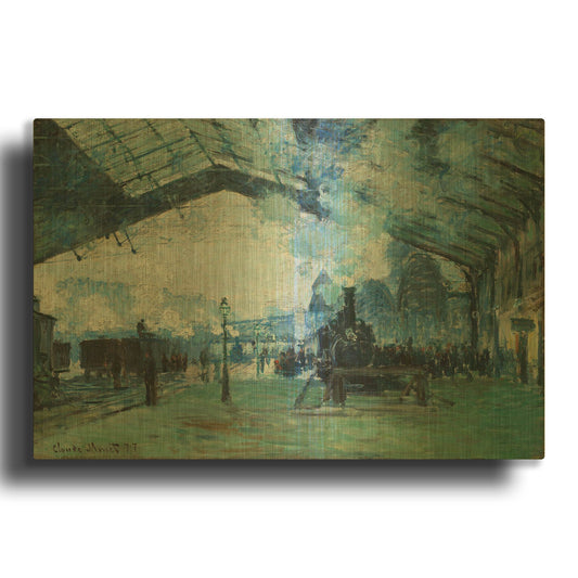 'Ariival Of The Normandy Train' By Claude Monet Gold Metal Wall Art