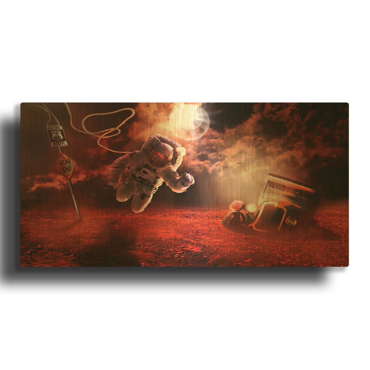 'Space Kicks on Route 66' By Alan Gold Metal Wall Art