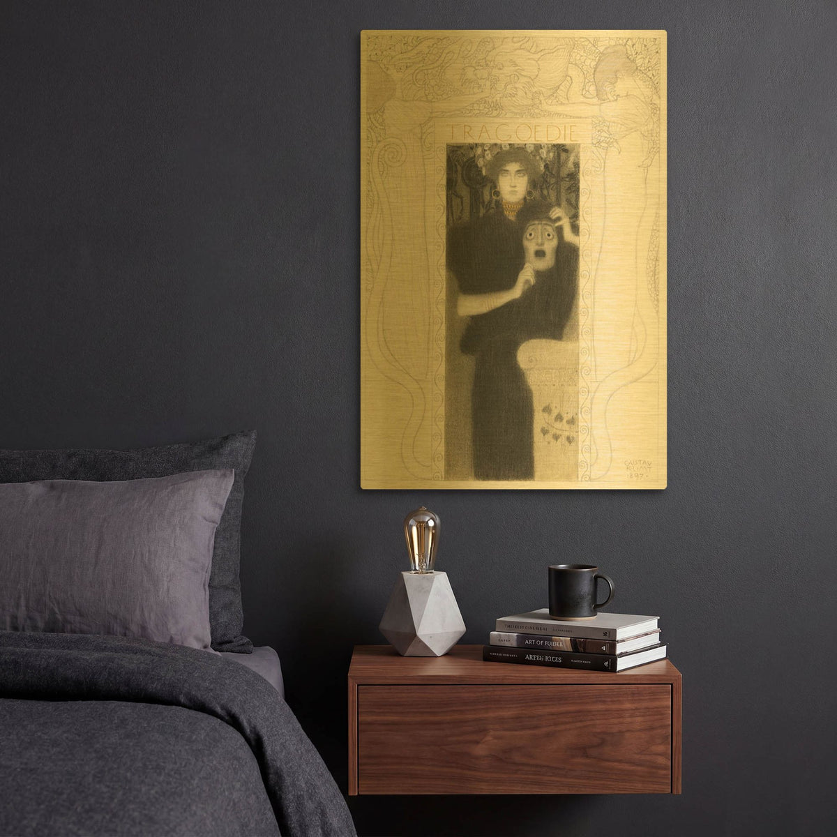 'Tragodie' By Gustav Klimt Gold Metal Wall Art