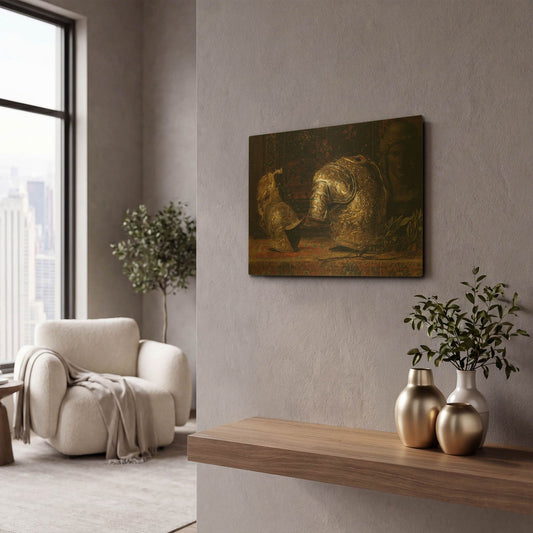 'Still Life with Armor' By Gustav Klimt Gold Metal Wall Art
