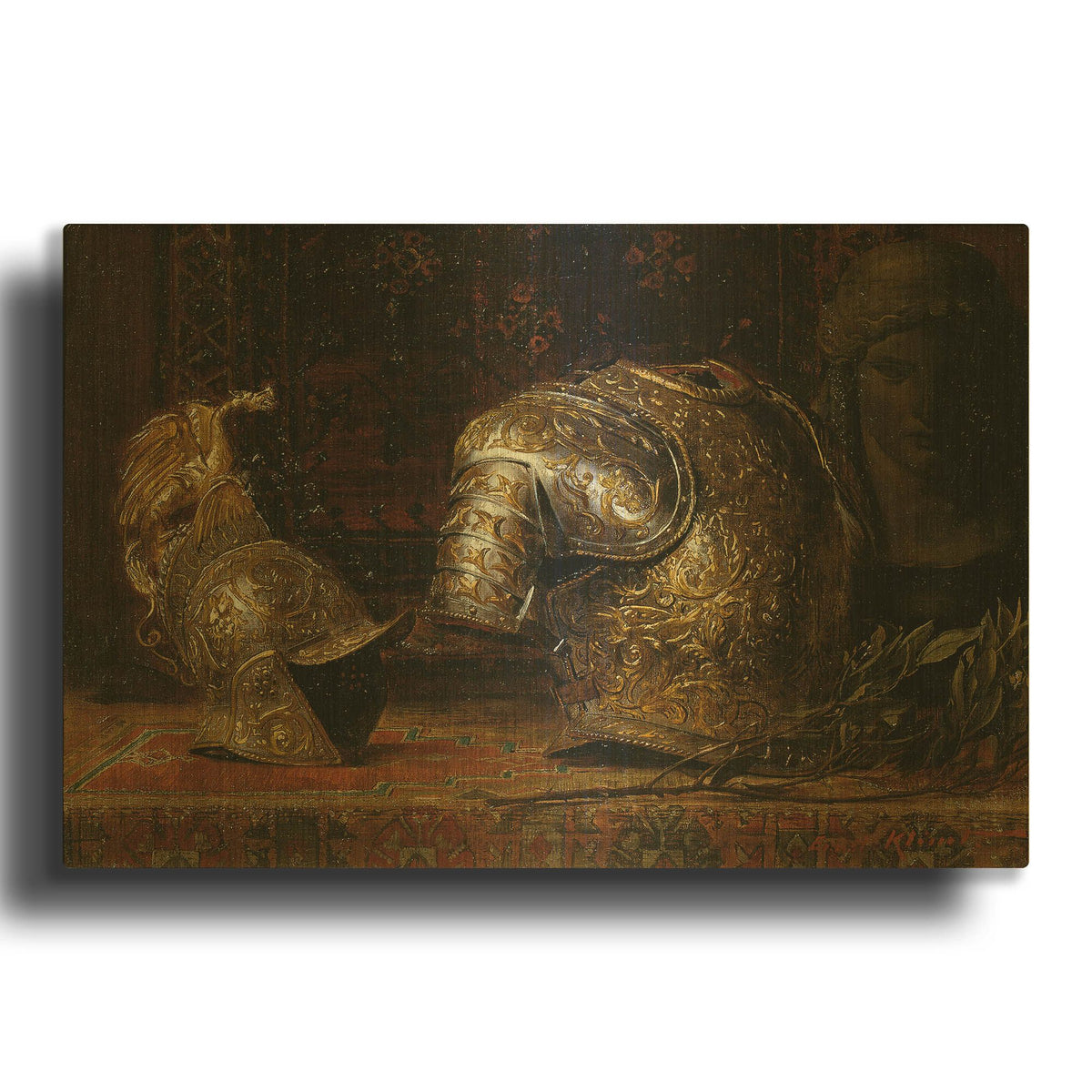 'Still Life with Armor' By Gustav Klimt Gold Metal Wall Art